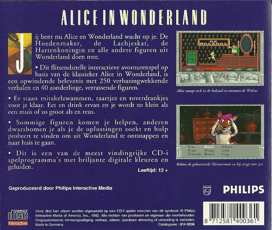 Alice in Wonderland box art for CD-i